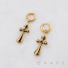PAIR OF BURNISH CROSS FLEUR DE LIS CROWN 316L SURGICAL STEEL EARRING